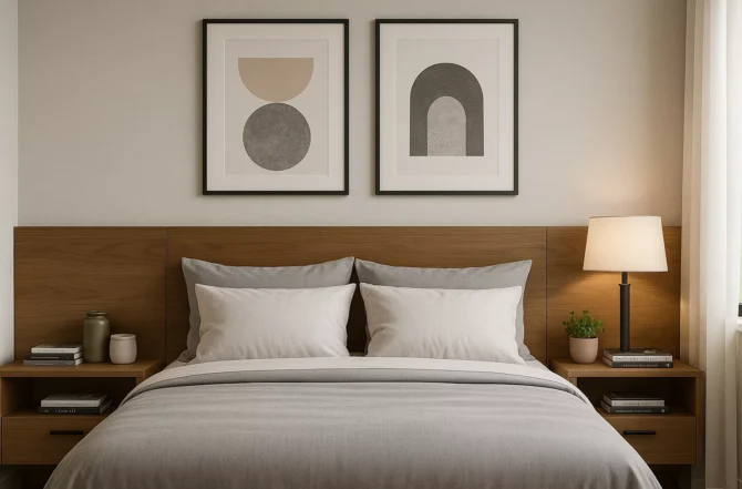 Camas com mesas de apoio embutidas