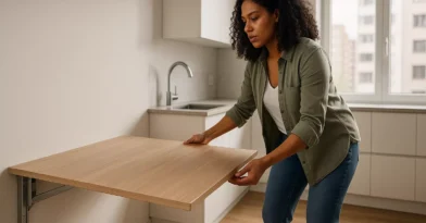 Mesas retráteis ou embutidas na parede