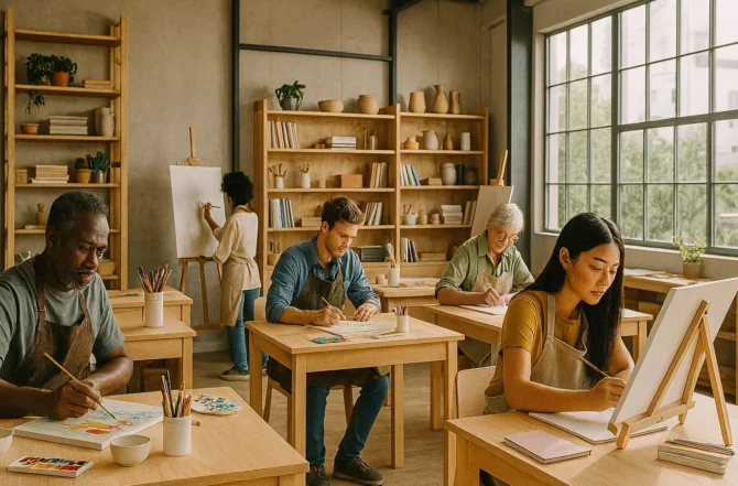 Móveis para ateliês ou hobbies (costura, música, pintura)