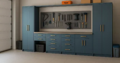 Móveis planejados para garagem (oficina, armazenamento)