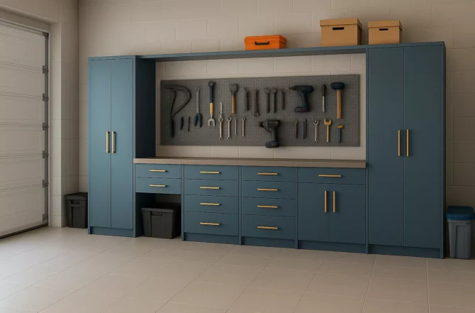 Móveis planejados para garagem (oficina, armazenamento)