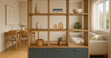 Painéis divisórios com função de estante ou armário