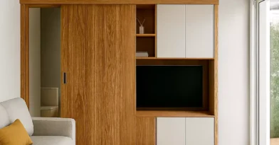 Portas de correr integradas a móveis (multifunção)