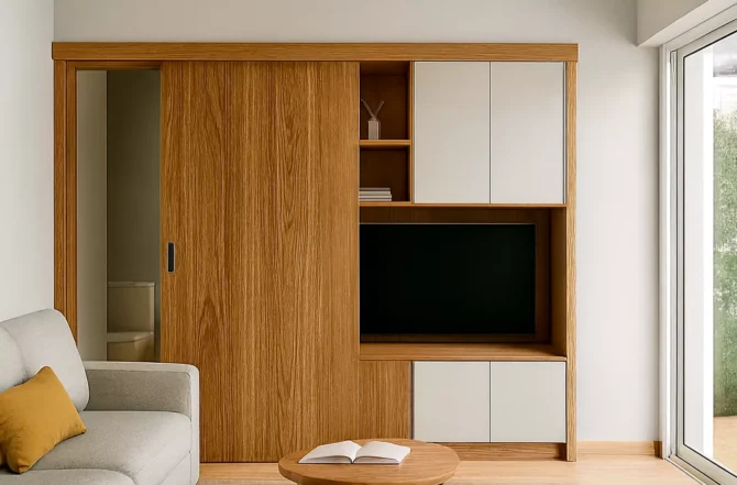 Portas de correr integradas a móveis (multifunção)