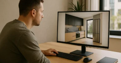 Renderizações 3D para visualização dos ambientes antes da execução